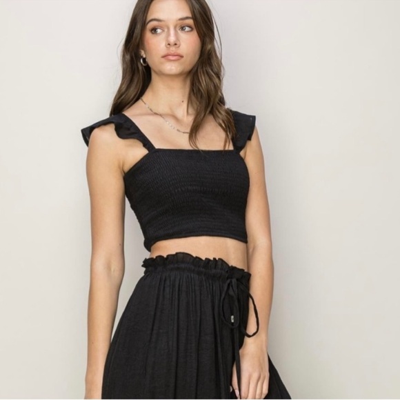 🖤LAST2️⃣🖤New Positano Smocked Black Top Maxi Skirt Set - Picture 3 of 7